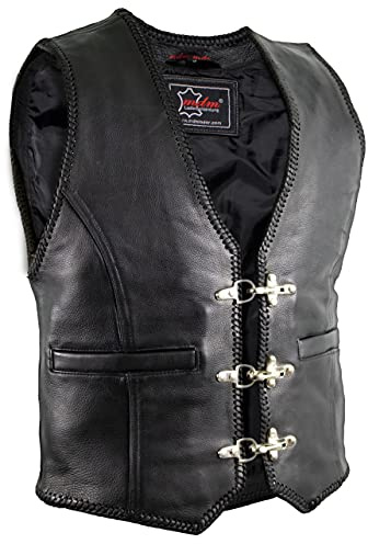 GILET CUIR BIKER VESTE (XL)