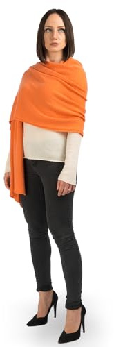 Dalle Piane Cashmere Damstola 100% Kashmir - Brudsjal och Kvällssjal - Made in Italy - 60 x 205 cm - Orange