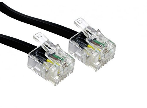 Premium ADSL/Fibre Broadband Cable - Premium Quality/Gold Plated Contact Pins/High Speed/Router or Modem to RJ11 Phone Socket or Microfilter for use with ADSL/FTTC/Fibre (1m, Black)