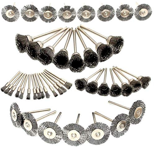 45PC Wire Brush Set for Drill, Stainless Steel Wheel Brushes Rotary Tool Accessories, Ideal for Rust Removal, Grinding, Sanding, Polishing, Fits Dremel & Most 1/8 Collet Tools