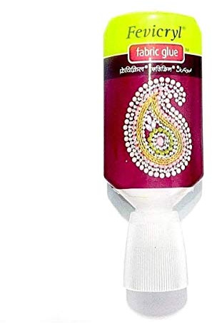 World of Sparkles Fevicryl Fabric Glue for Gems Acrylic Rhinestones Clothes Shoes Adhesive Bonds Machine Washable, 30ml - White