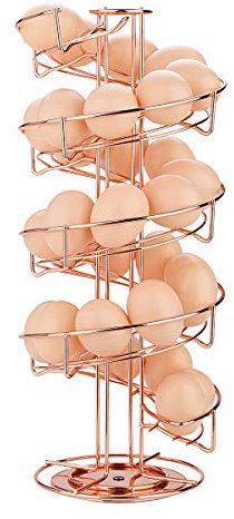 Toplife Eierspender, Eierspirale Edelstahl spiralförmiges Design, Eierständer Aufbewahrung für ca. 30 – 36 Eier, Rotgold