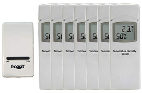 froggit DP1500 Wi-Fi Wetterserver Funk Wetterstation USB Dongle inkl. 7 Thermo-Hygrometer Funksensor