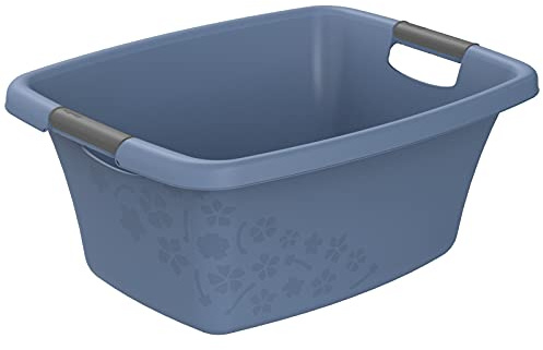 Rotho Flowers Cestino per il bucato 25l, Plastica (PP) senza BPA, blu, 25l (50.5 x 38.3 x 21.8 cm)