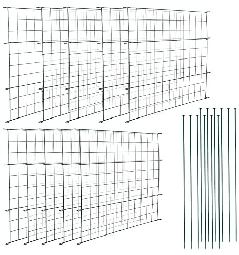 Ikodm Lot de 10 clôtures de bassin en métal - 10 éléments de clôture - 12 barres de fixation - Clôture de protection de bassin