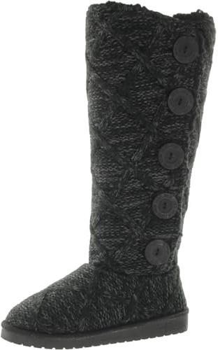 MUK LUKS Women's Malena Boots, Black Lattice, 10