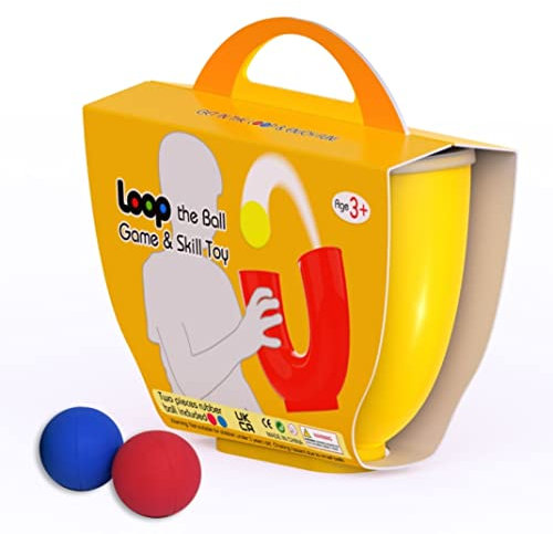 Loop Ball Toy for Juggling - Skill Game Gadget for Boys, Girls, Teenagers & Adults. Indoor/Outdoor Gift - 2 Balls Included (Yellow)