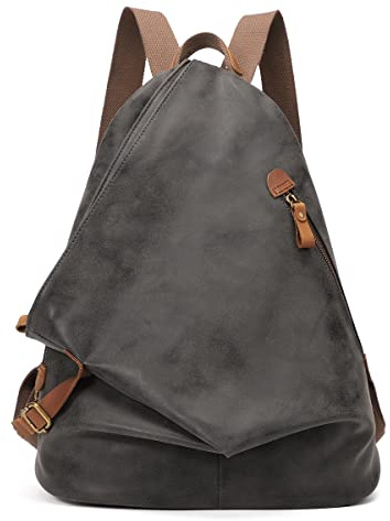 Retro Segeltuch Rucksack PU Vintage Rucksäcke PU Leder Daypack Reisetasche Schulterrucksack für Herren Damen (6882-PU-Black)