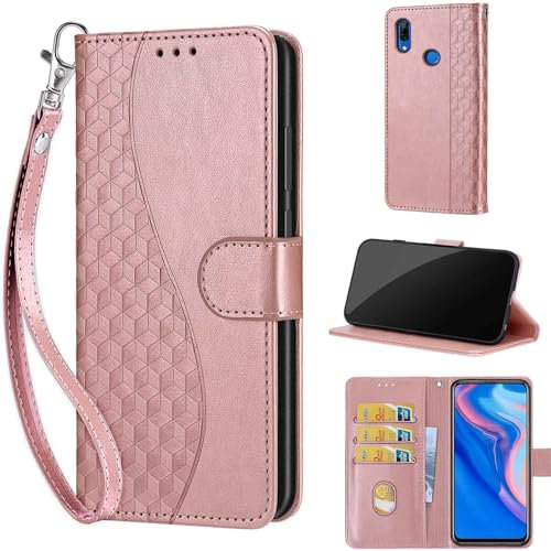 Coque pour Huawei P Smart Z / Y9 Prime 2019 Étui, Antichoc Cuir Portefeuille Etui Housse avec [Béquille] Compatible Enjoy 10 Plus/Honor 9X / Honor 9X Pro Rose Or