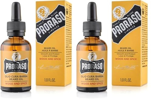 Proraso Aceite barba, Wood & Spice, 30 ml, aceite suavizante y nutritivo para el cuidado barba hombre con agradable aroma a cedro y cítricos (Paquete de 2)