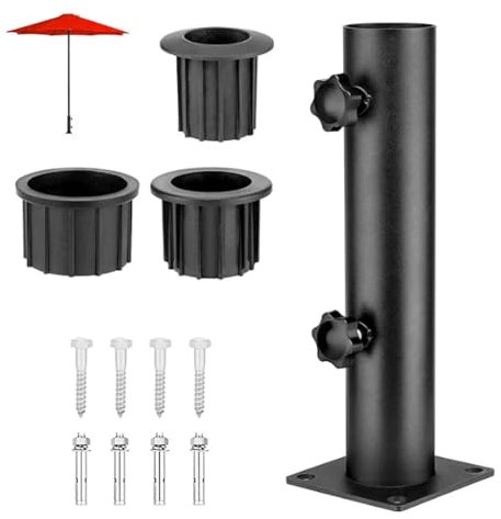 Soporte Para Sombrilla, Tubo Vertical Para Sombrilla De Jardín, Tubo Vertical Universal Para Sombrilla Con Anillo Reductor De 3 Piezas (50/40/32 Mm), Soporte Para Base De Sombrilla Para Granito