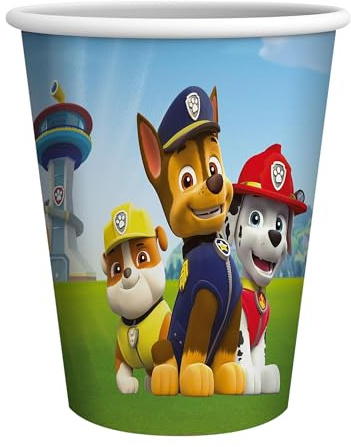 Party Factory `Paw Patrol´ 8 Pappbecher 250ml, Einwegbecher, Papierbecher für Kindergeburtstag oder Mottoparty
