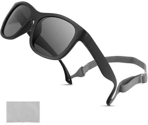 JINSIHU Polarisierte Baby Sonnenbrille Kinder, Sonnenbrille für Kinder 6 Monate - 3 Jahre Flexibler Rahmen fur Jungen Mädchen UV400 Schutz Silikon Rahmen mit Riemen Brillengläser Schattierungen