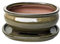 Glazed Ceramic Bonsai Pots with Matching Drip Trays (Olive Green, 16cm)