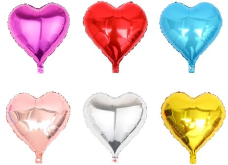 30 Pcs 10 Inch Heart Shaped Foil Balloon - Colorful Hearts for Wedding Party, Valentine's Day, Proposal Decoration