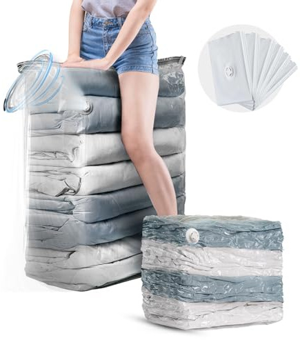 TAILI Sacchetti Sottovuoto Vestiti, Jumbo trasparente 6 Pack (80x100x38 cm), Buste Sottovuoto Vestiti Extra Large per Piumoni, Coperte, Trapunte, liberare spazio Organizzatore