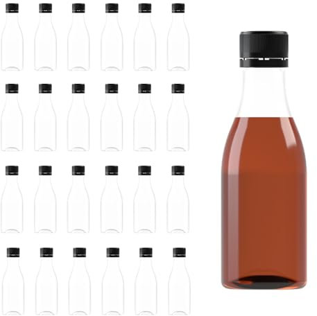 Gepack Pack de 24 Miniaturas de Licor - 50 ml | Garrafas Plásticas Reutilizáveis com Tampa Preta | Ideais para Licores, Amostras ou Viagens