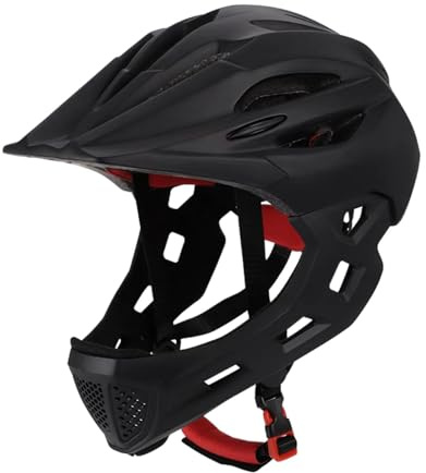 F Fityle Casco da Bici per Bambini, Casco Integrale, Casco da Ciclismo Portatile Regolabile, Casco da Bicicletta per Bambini, per Skateboard, Arrampicata su, Nero