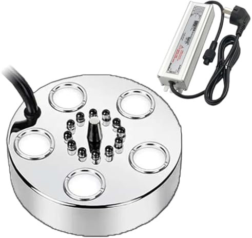 VAYEODEYU Mist Maker，Pond Fogger，Mini Atomizer Mist Machine, Aquarium Ultrasonic Fogger Maker, Small Pond Fog Machine with 12 LED Light for Water Fountain Pond, Halloween(5 holes)