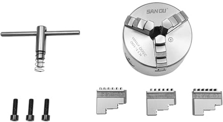 Selbstzentrierendes 3-Backen-Drehfutter, 3-Backen-Drehfutter, Drehfutterset, T300 20CrMnTi Spannbereich 30-90mm, Ideal für CNC Drehbank Fräsmaschine Bohrmaschine, Silber, 3.94x2.93 Zoll