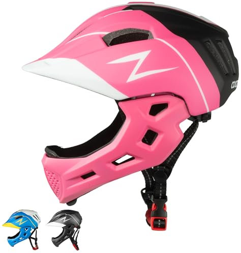 COOZi Kids BMX Helmet – 2-in-1 Convertible Full-Face & Half Helmet for Kids Ages 5-15, Adjustable Fit, Shock-Absorbing Foam for BMX, Skateboarding, Cycling, & Scooters – Unisex Design