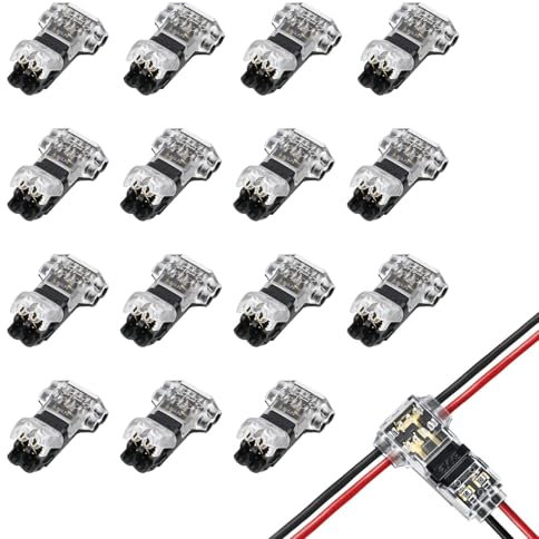 15 Pcs Wire Connectors, T Tap Connectors, 2 Pin Wiring Connector for 18-22 AWG Wires, Electrical Wire Connectors Quick Splice Connectors, No Wire Stripping Required for Low Voltage Applications