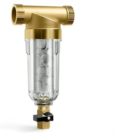 TIEOAXFT Stainless Steel Brass Pre-filter Whole House Filter Central Water Purifier 40μm 3T Large Flow Pipe Backwash Clean Water For Home(DN25 to15)