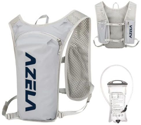 TRIWONDER Running Hydration Vest, Lightweight Hydration Pack Backpack for Men Women Trail Marathon Cycling Racing Hiking Daypack (Grey - with 1.5L Water Bladder)