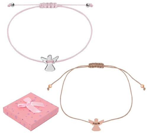 YUZHEDM 2 Pièces Cadeau Communion Fille, avec Boîte Cadeau, Bracelet Femme, Comme Cadeau de Communion, Cadeau de Baptême, Confirmation, Baptême, Communion, pour Filles et Femmes, Acier Inoxydable