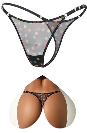 sunshinelady G String Tanga Sexy Sottile Brazilian Slip Donna Mesh Leopardo Mutande A Vita Bassa Regolabile Traspirante Mutandine Curvy Thong Bikini Panties Donne Underwear, Nero , Taglia unica