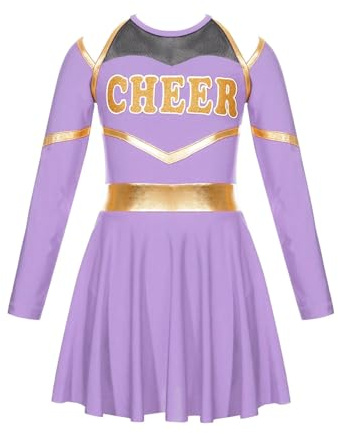 USOHJZ Disfraces de animadoras for niños, uniformes escolares for niñas, conjuntos ropa for equipos for competición baile Para Actuaciones(Light Purple,8)