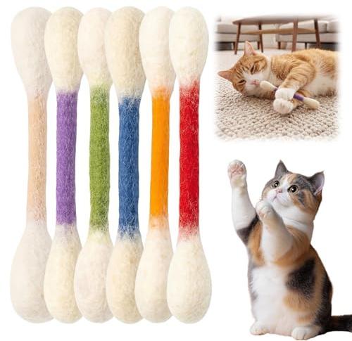 Jätte tuggpinnar för kattungar med kattmynta 6 st Söta Qtip Cat Toy Interactive Kick Sticks för tristess Träning och lek Presentidé för innekatter