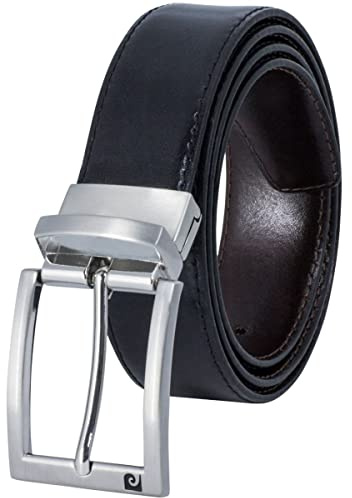 Pierre Cardin ceinture homme de cuir de vachette, 32 mm large et 3,8 mm fort, ajustable, ceinture, ceinture de cuir, ceinture classique, reversible, noir-marron, Size:115