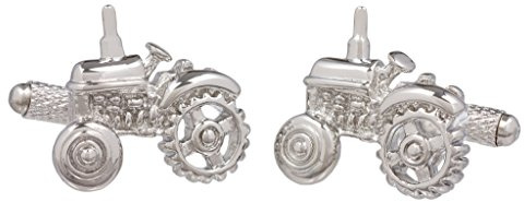 Gemelos para hombre, diseño de tractor agrícola, color plateado, presentados en caja de regalo GS, plata, Taille unique