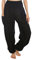 Lofbaz Femmes Rayonne Impression Smocked Taille Boho Harem Pantalon Solid Noir L