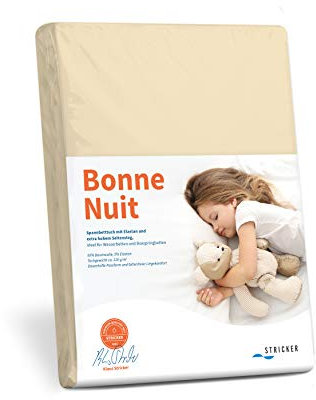 Savorana Bonne Nuit Elastan Spannbetttuch Baumwolle Stretch 220 g/m²- Steghöhe bis 30 cm Bettlaken für Boxspringbetten Wasserbetten - Größe 180x200-200x220 cm Hellbeige