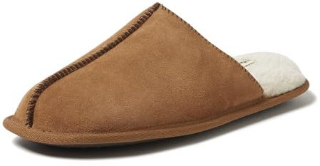 Dearfoams mens Genuine Suede Closed Toe Scuff Slipper, Chestnut, 12 US