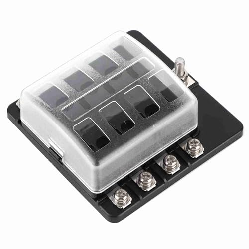 Bloque de fusibles de hoja de 8 vías, caja de fusibles de terminal de tuerca de tornillo de 8 vías Soportes de bloque de fusibles de hoja con indicador LED para coche barco