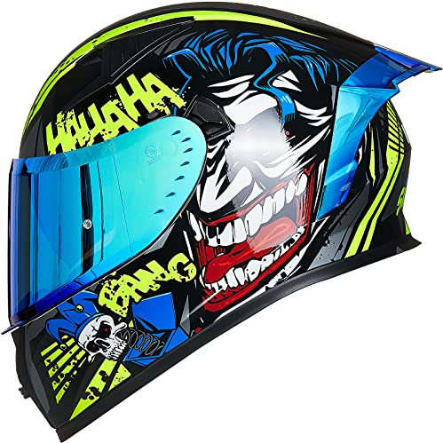 ILM Motorradhelm Integralhelm Herren Damen-Motorcycle Helmet mit 2 Visieren Pinlock-kompatiblen klaren und getönten-Street Bike Motocross Casco DOT&ECE Modell Z501, Surprise Yellow, L