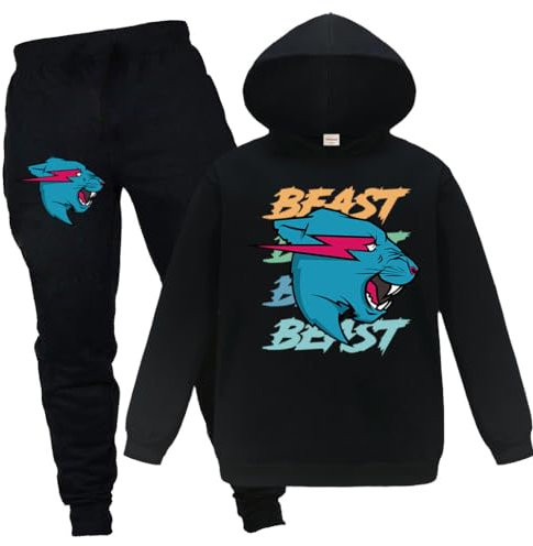Forlcool Youtube Game Merch Kids Boys Girls Sport Tracksuit Funny Outfits Comfortable Hoodie + Trousers Suits (Black,12-13 Years,12 Years,13 Years)