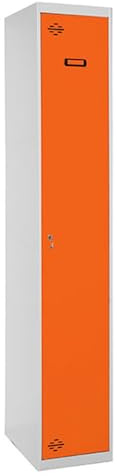 Simon Rack Casier Vestiaire Metallique, 1 Porte, Comprend la Clé, 1800x300x500 mm, Gris/Orange - Simonlocker
