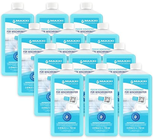 Maxxi Clean | 12x 750 ml Bodenreiniger mit Frische-Duft | geeignet für alle Wischroboter | Universal Reiniger Konzentrat | Wischflüssigkeit für Boden, Parkett, Fliesen | Saugwischer-Reinigungsmittel