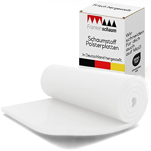 Frankenschaum Schaumstoff Platte Sitzpolster RG35/55: 4cm - 200x130cm - extra günstig und einfach zu verarbeiten - für Polster für Bett, Couch und Sessel
