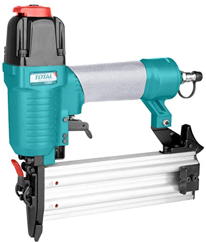 TOTAL - Pistola Sparachiodi Ad Aria Compressa, Chiodatrice Pneumatica GA18 Capacità Di Carico 100 Chiodi 15-50mm, Sparapunti Con Inclusi 1000 Chiodi Per Sparachiodi