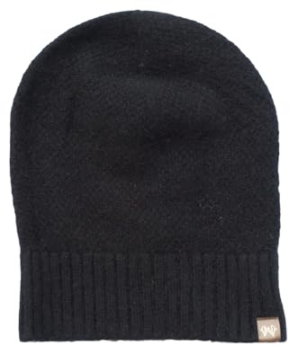 Noble Wilde, Possum Damen/Herren Baggie Beanie Mütze, 40% Possum, 53% Wolle, 7% Seide (Schwarz)