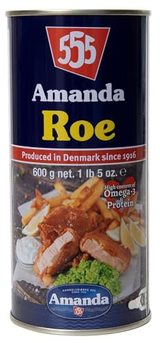 Amanda 555: Tinned Cod Roe | The Original Cod Roe | High in Protein Omega 3 Vitamin D & B12 | MSC Certified, Sustainable, and Delicious | Perfect for Home or Fish & Chip Shops (600g)
