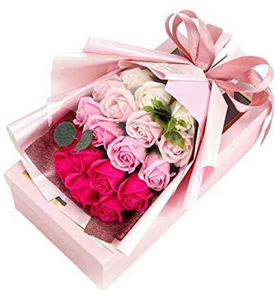 JPSDOWS Seife Rosenstrauß | Duftende Seifenblume für Frauen künstlich - Dekorativer Seifenblumenstrauß aus duftenden Rosenblättern mit schwachem Duft als Muttertagsgeschenk