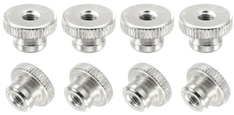 sourcing map Knurled Thumb Nuts, 12Pcs M5 Carbon Steel Nut High Head Through Hole, Silver