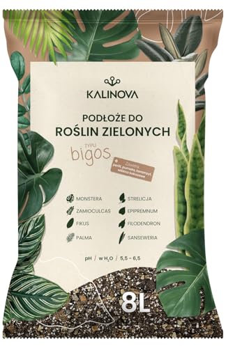 KALINOVA Leichte Erde für Grünpflanzen 8L - Blumenerde für Zimmerpflanzen, Balkonpflanzen, Monstera, Zamiokulkas, Ficus, Palmen - Pflanzerde - Zimmerpflanzenerde