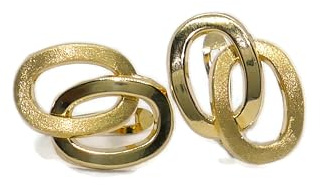 Orecchini da donna in oro giallo 18 carati doppio ovale opaco e lucido e chiusura a pala. Peso: 1,15 g di oro 18 carati, cm, 100% oro 18k, Nessuna pietra preziosa
